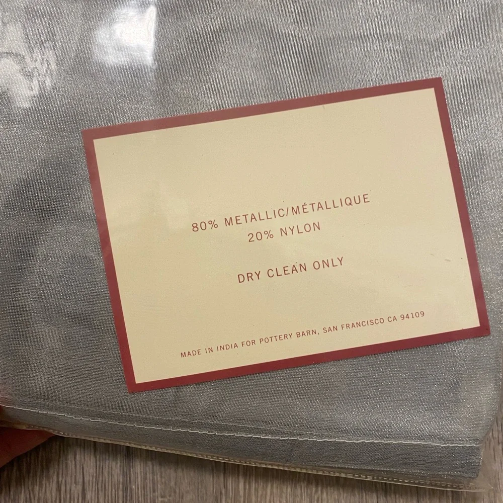 Pottery Barn Pleat Silk Organza Runner 16” X 70” Silver Shiny NIP - Picture 6 of 9